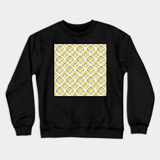 Yellow and Gray 3d Geometric Pattern, Rhombic Motif Crewneck Sweatshirt